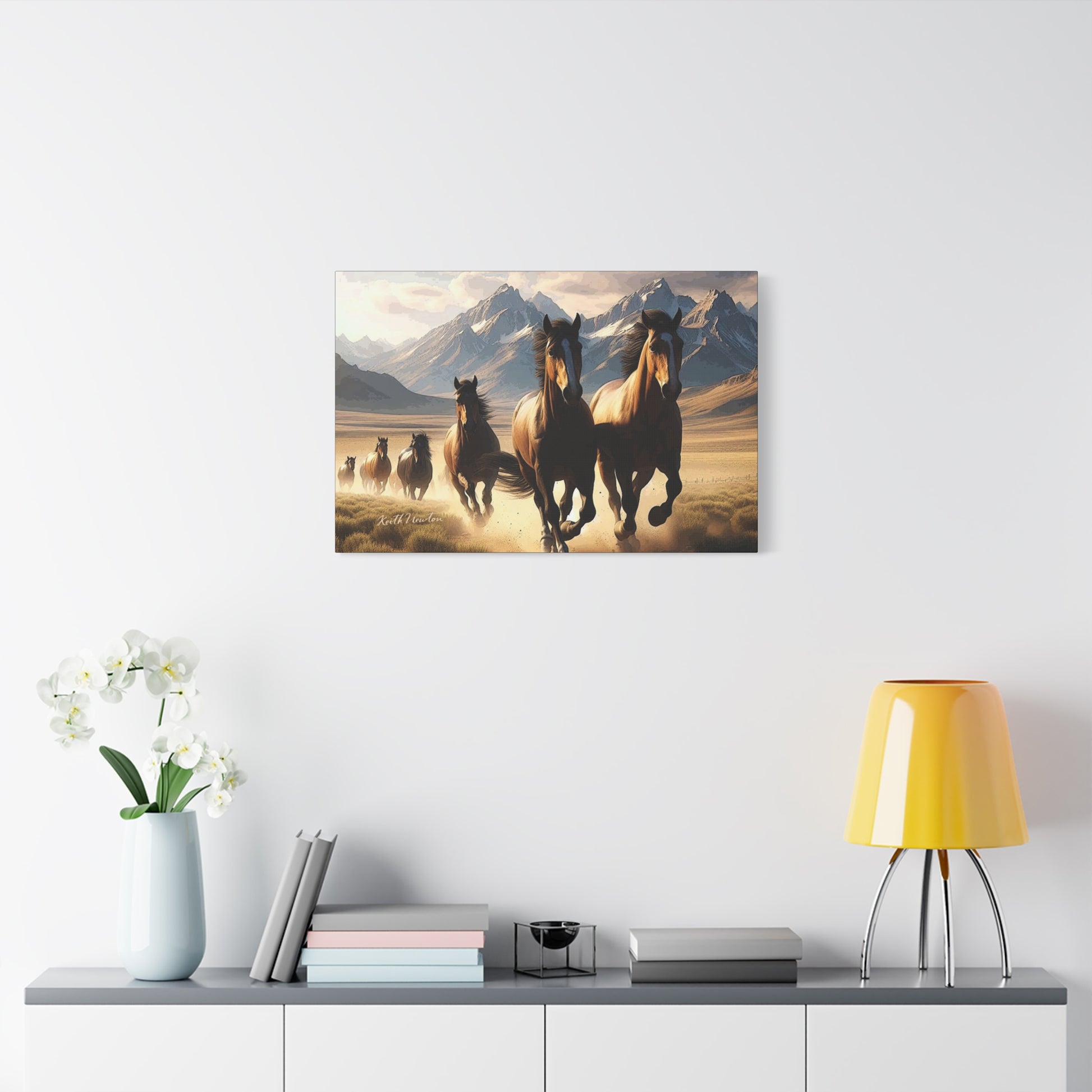 Wild Mustangs on the Countryside