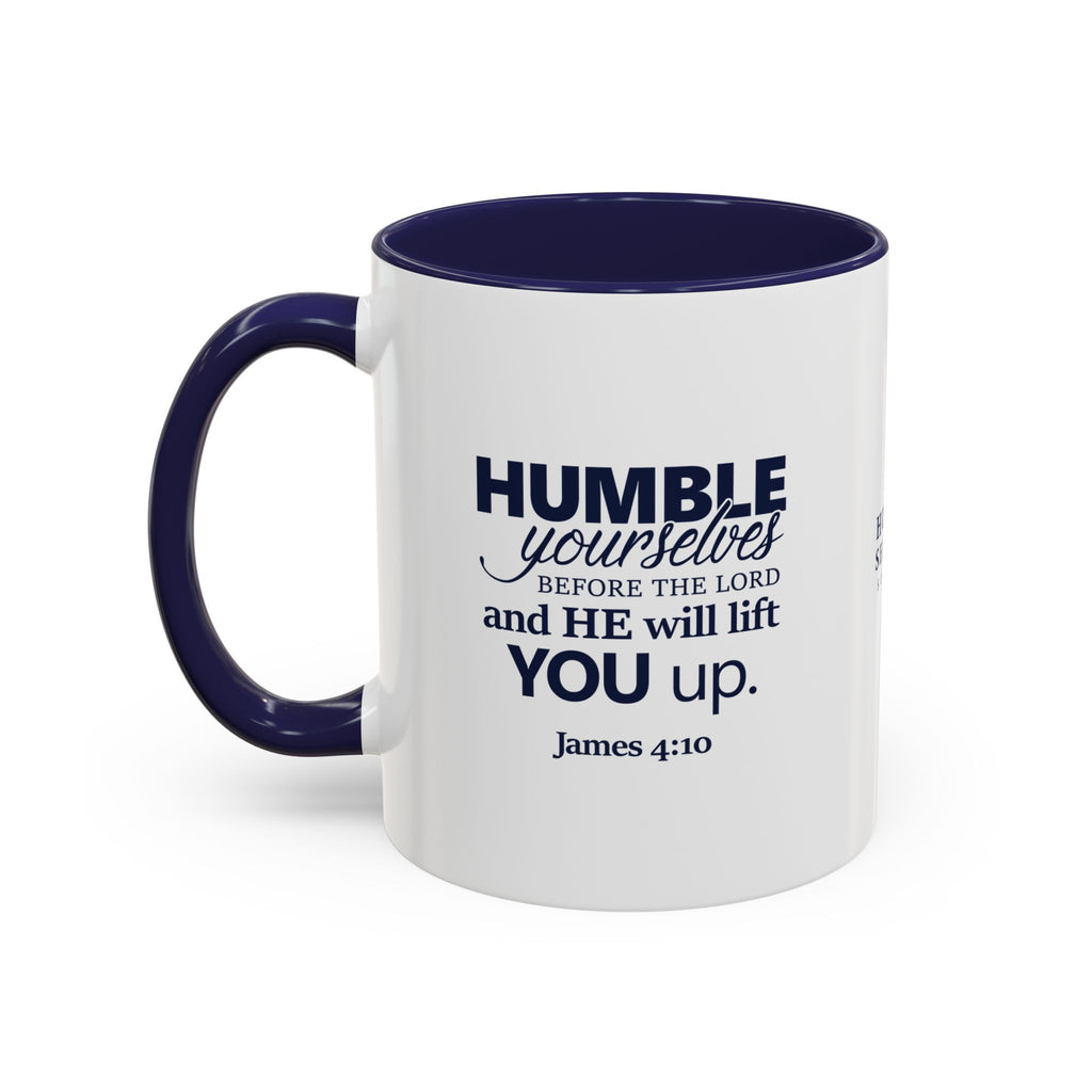 James 4:10 “Humble Yourselves” Ceramic Mug – Navy & White