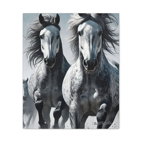 Dapple Grey Horses Running