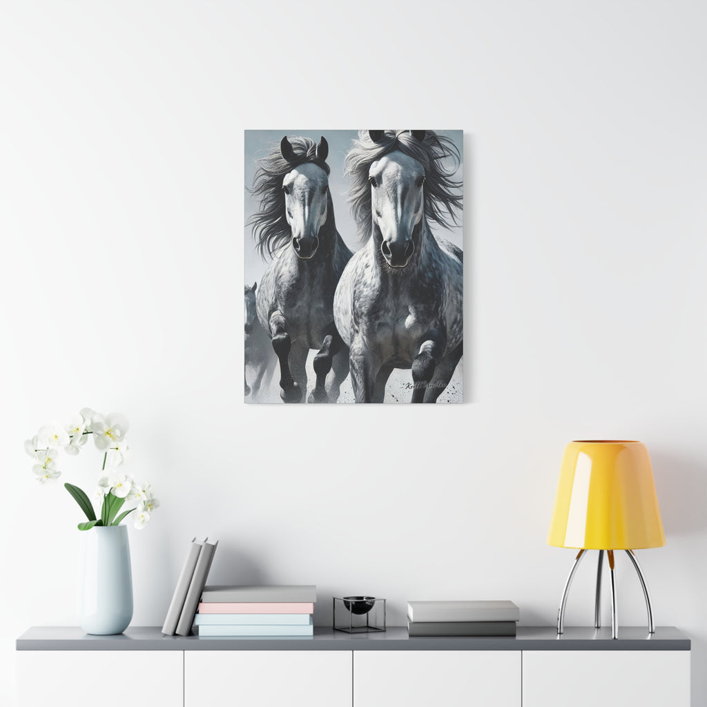 Dapple Grey Horses Running