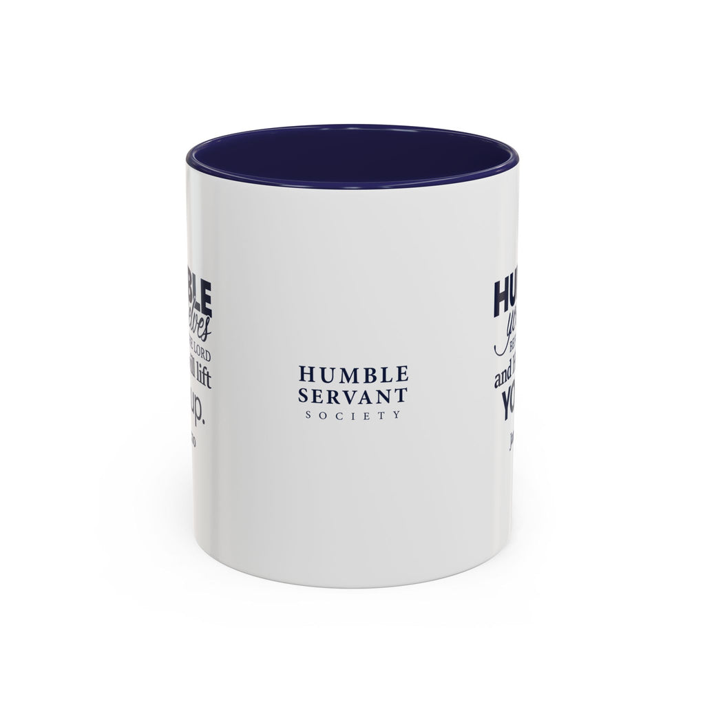 James 4:10 “Humble Yourselves” Ceramic Mug – Navy & White