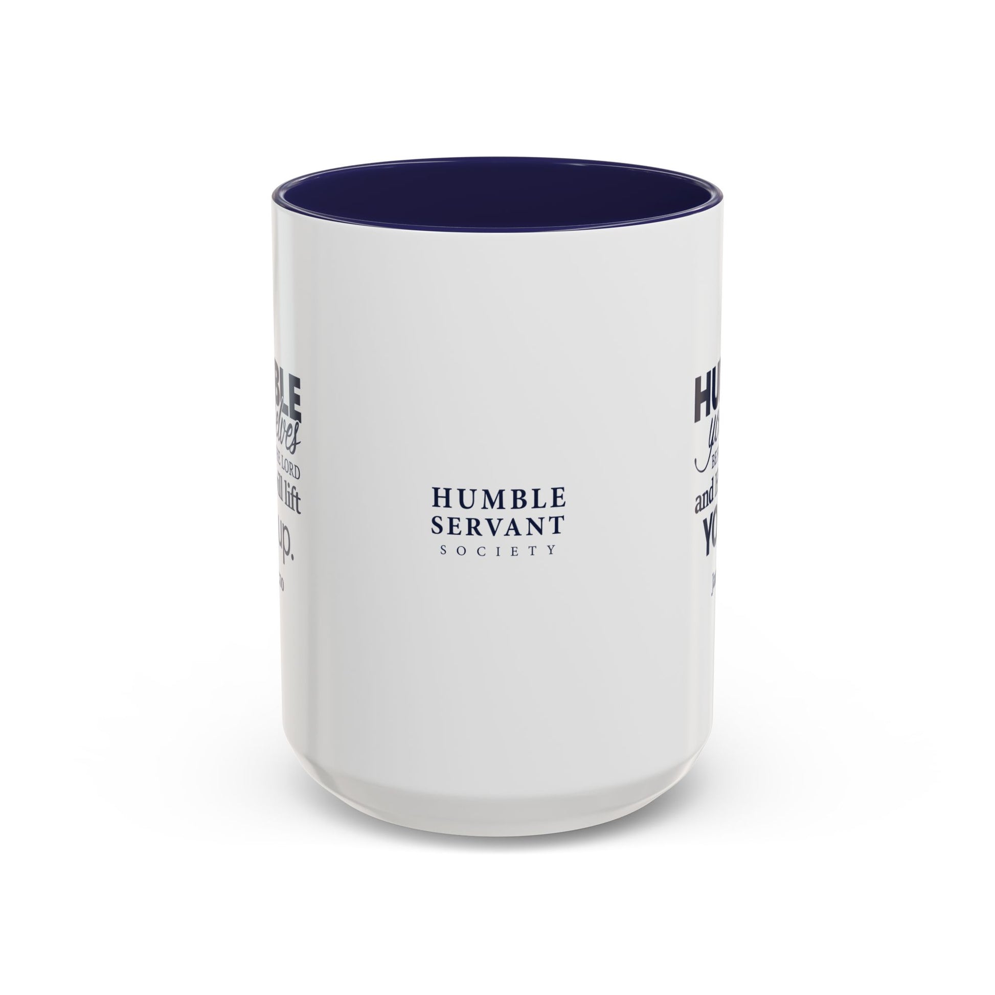 James 4:10 “Humble Yourselves” Ceramic Mug – Navy & White